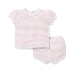Janie And Jack Girls  Textured Striped Sweater Set, Pink